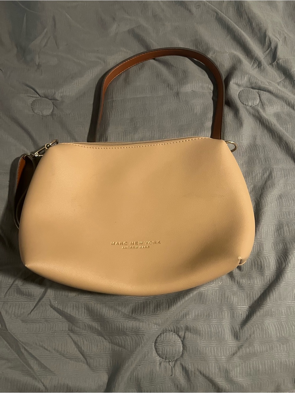 Marc New York Beige Shoulder Bag with Brown Strap